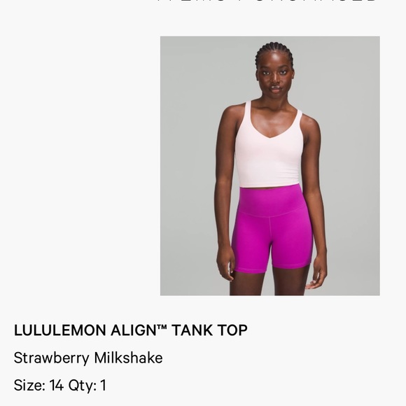 lululemon athletica Tops - Lululemon strawberry milkshake size 14 align tank